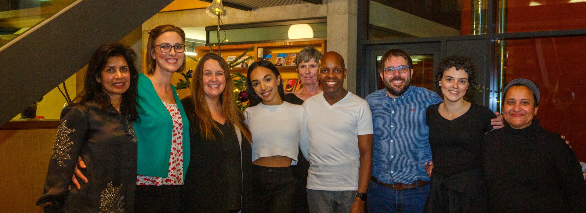 Group photo of Michelle Tsiakkas, Strictly Come Dancing Pro, and Maggie's West London dance lesson 'students'